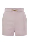 Elisabetta Franchi High Waist Slim Fit Shorts In Light Stretch Crêpe In Pink