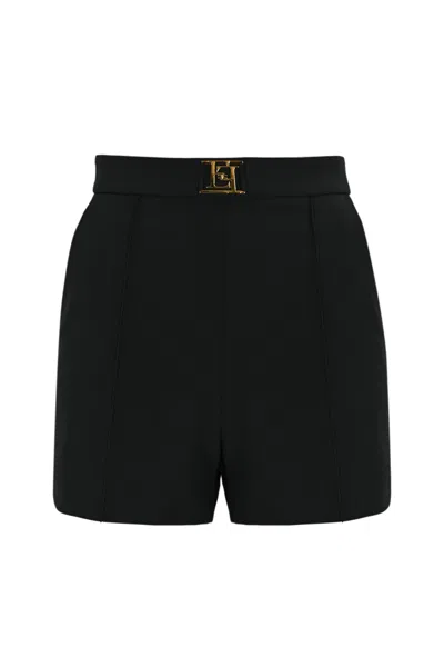 ELISABETTA FRANCHI CREPE SHORTS WITH GOLD PLATE