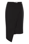 Elisabetta Franchi Viscose And Wool Skirt With Asymmetrical Design In Black