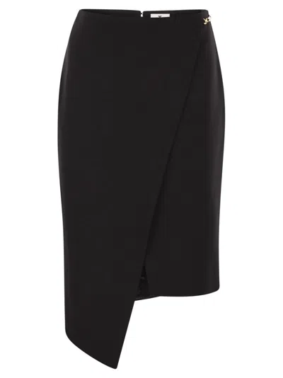 Elisabetta Franchi Crepe Skirt With Jewel Detail In Black