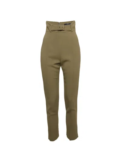 Pre-owned Elisabetta Franchi Crepe Slim-fit Trousers In Green