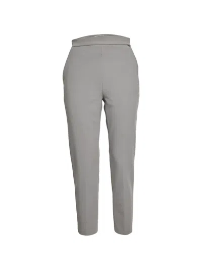 Pre-owned Elisabetta Franchi Crepe Straight-fit Trousers In Gray