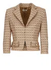 Elisabetta Franchi Short Printed Blazer In Brown