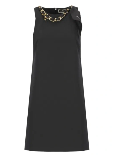 Elisabetta Franchi Crepe Stretch Minidress In Black