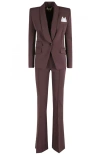 Elisabetta Franchi Single-breasted Tailored Suit With Flared Pants In Brown