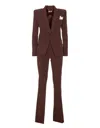Elisabetta Franchi Single-breasted Tailored Suit With Flared Pants In Brown