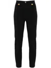 Elisabetta Franchi Straight Pants With Logo Rivet In Black