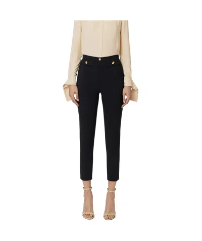 Elisabetta Franchi Crepe Tapered Trousers In Black