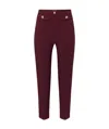 Elisabetta Franchi High Waist Tight Fit Trousers With Gold Button Detail In Brown