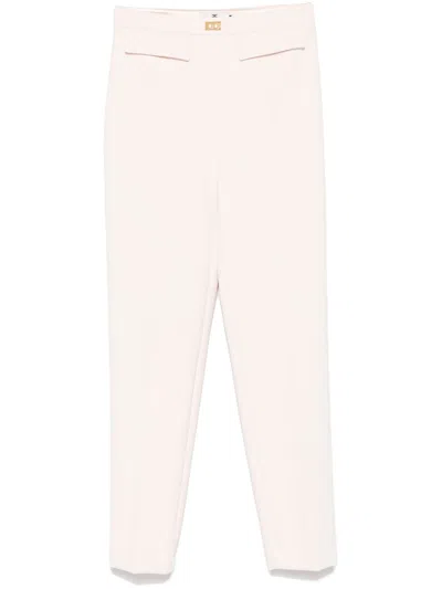 Elisabetta Franchi Crepe Tapered Trousers In Neutrals