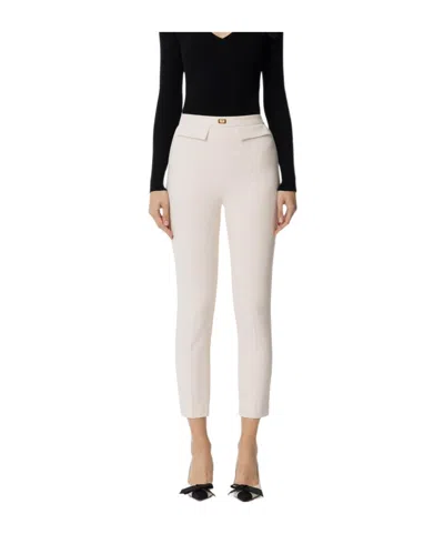 Elisabetta Franchi Crepe Tapered Trousers In White