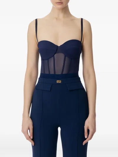 Elisabetta Franchi Crepe Top In Blue