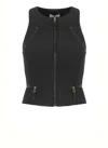 Elisabetta Franchi Double Crepe Top With Black Zip Details In Multi