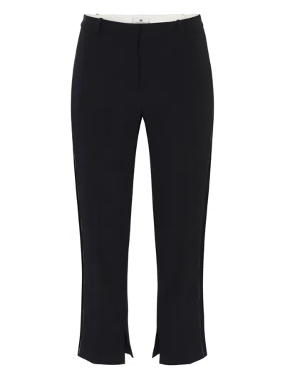 Elisabetta Franchi Trousers With Satin Band In Black