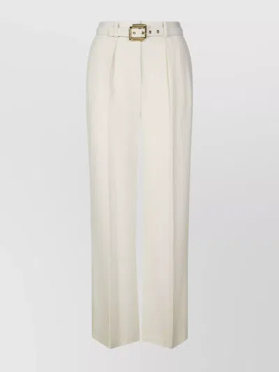 Elisabetta Franchi Crepe Trousers Belted Waist In Neutral