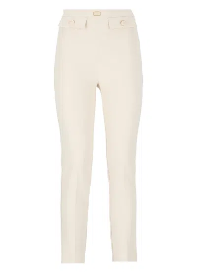 Elisabetta Franchi Crepe Trousers In White