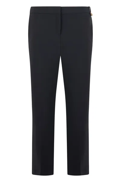Elisabetta Franchi Crepe Trousers With Classic Fit And Belt In Black