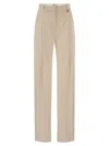 Elisabetta Franchi Crepe Trousers With Contrast Stitching In Multi