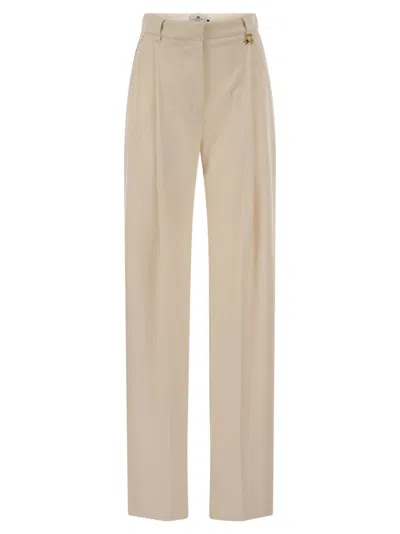 ELISABETTA FRANCHI CREPE TROUSERS WITH CONTRAST STITCHING