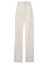 Elisabetta Franchi Women's Crepe Trousers With Satin Details In Ivory