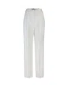 Elisabetta Franchi Crêpe Trousers With Satin Details In White
