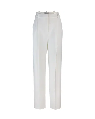 Elisabetta Franchi Crêpe Trousers With Satin Details In White