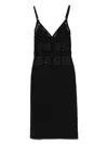 Elisabetta Franchi Crepe Tulle Midi Dress In Black