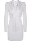 Elisabetta Franchi Crepe Tuxedo Mini Dress In White