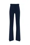 Elisabetta Franchi Crepe Tuxedo Trousers With Satin Bands In Oltremare