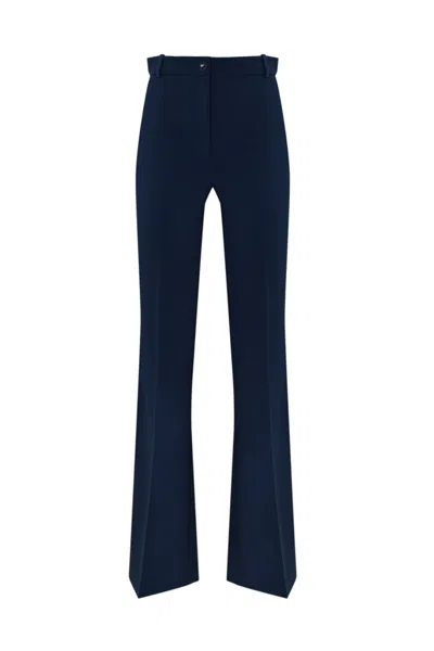Elisabetta Franchi Crepe Tuxedo Trousers With Satin Bands In Blu