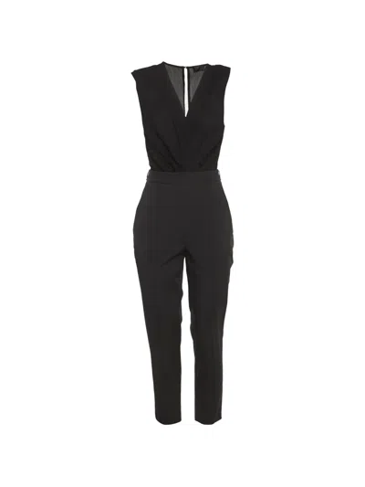 Pre-owned Elisabetta Franchi Crepe Twill Jumpsuit In Black