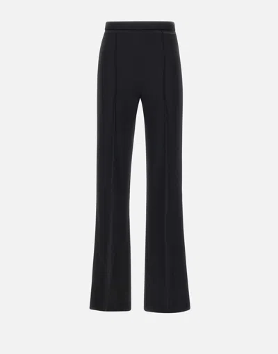 Elisabetta Franchi Crepe Wide Leg Pants With Satin Bands