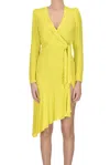 Elisabetta Franchi Crepe Asymmetric Midi Dress In Yellow