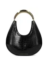 Elisabetta Franchi Crescent-shaped Black Crocodile-embossed Shoulder Bag In Black
