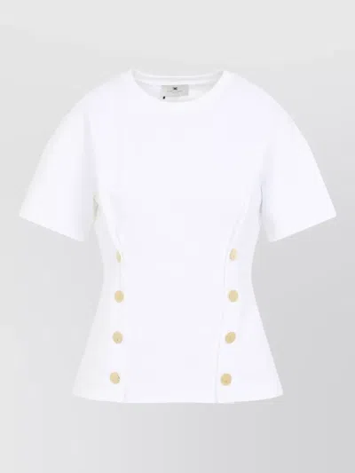 ELISABETTA FRANCHI CREW NECK FITTED TOP GOLD BUTTONS