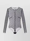 Elisabetta Franchi Sheer Fabric Long Sleeves Round Neckline In Blue