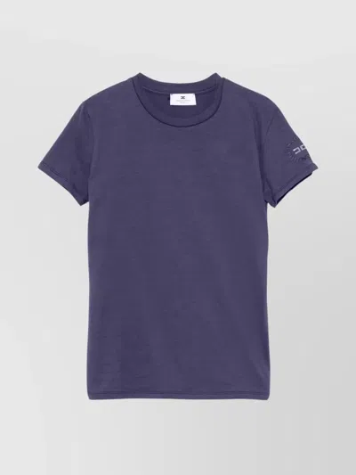 Elisabetta Franchi Crew Neck Logo T-shirt With Soft Fabric In Navy
