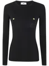 Elisabetta Franchi Knitted Silk And Viscose Top In Black