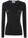 Elisabetta Franchi Knitted Silk And Viscose Top In Black