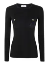 Elisabetta Franchi Knitted Silk And Viscose Top In Negro