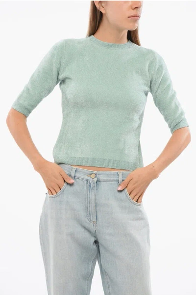 Elisabetta Franchi Crew Neck Sweater With 3/4 Sleeves