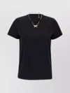 Elisabetta Franchi Crew Neck T-shirt With Gold Necklace Cut-out In Black