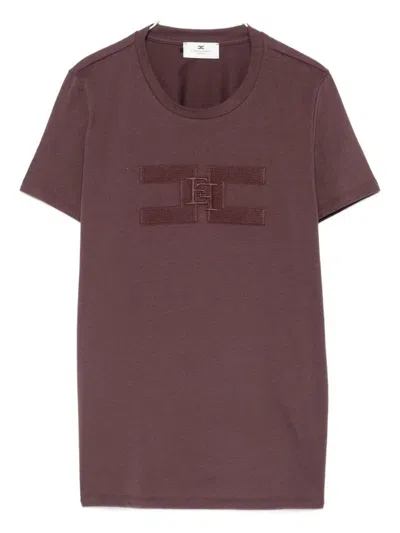 Elisabetta Franchi Crew Neck T-shirt With Print In Red