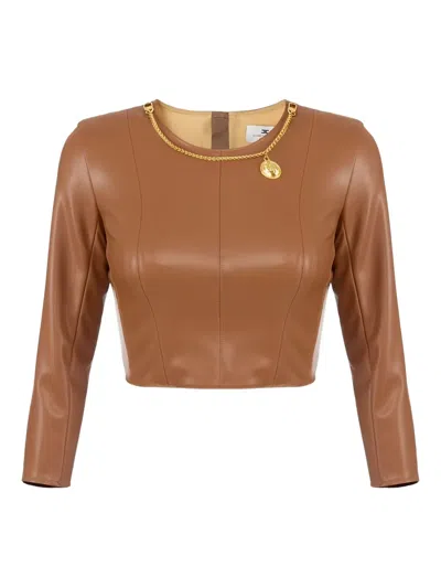 Elisabetta Franchi Crew-neck Top In Animal Print