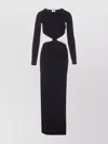 Elisabetta Franchi Crewneck Cut-out Maxi Dress With Gold Detail In Black