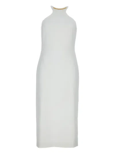 Elisabetta Franchi Halter Neck Sleeveless Midi Dress In Blue