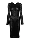 Elisabetta Franchi Pointelle-knit Midi Dress In Negro