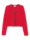 Elisabetta Franchi Herringbone-pattern Cardigan In Red
