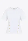 Elisabetta Franchi Crewneck T-shirt With Decorative-buttons In White