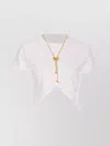 Elisabetta Franchi Crewneck T-shirt With Gold Chain Detail